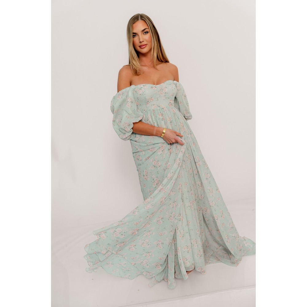 Worth Collective Willow Maxi Dress Cottage Sage Size Medium NWT Bump Friendly